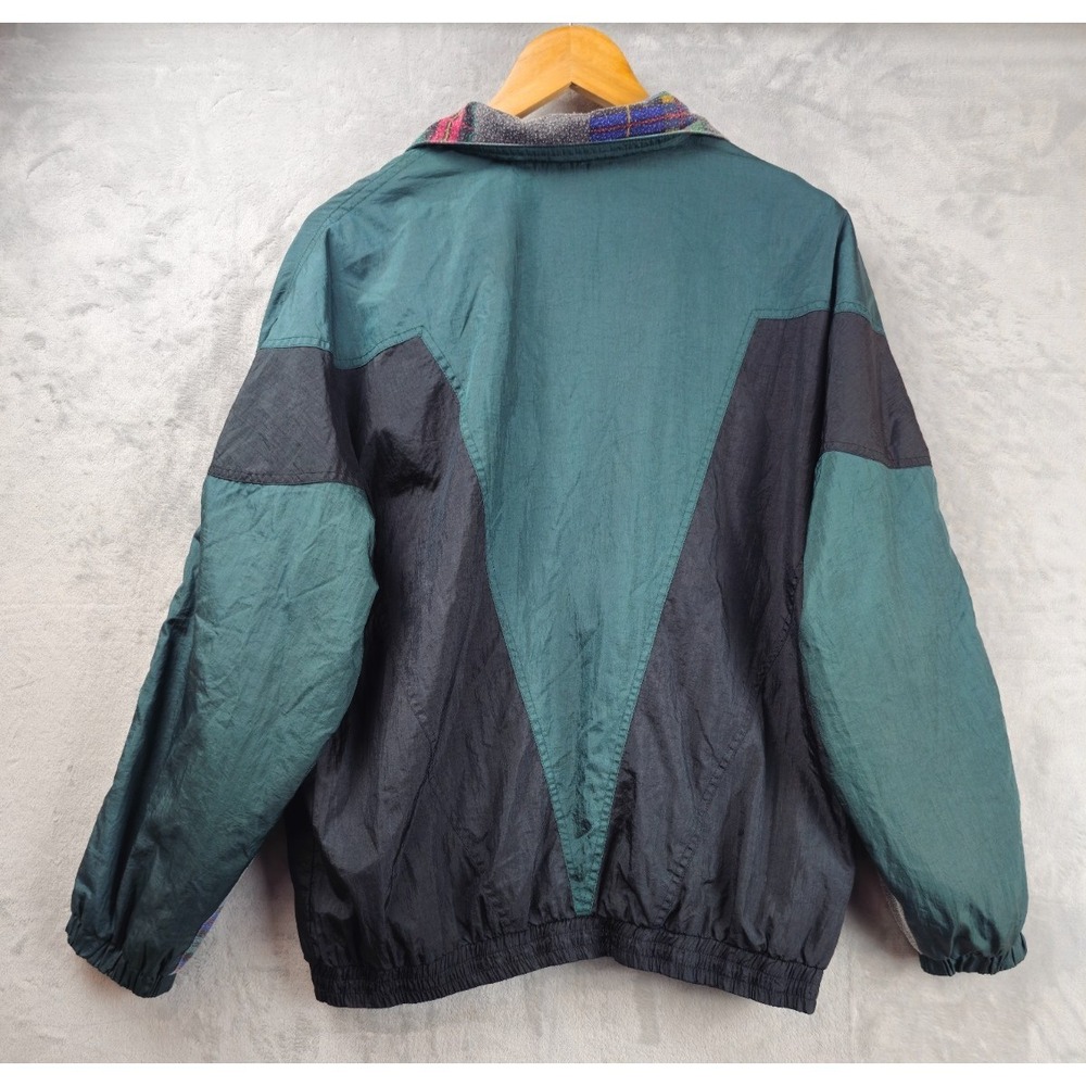 Vtg Kaos Sport Windbreaker Jacket Men Medium Black Green Patchwork Colorblock - Picture 6 of 6